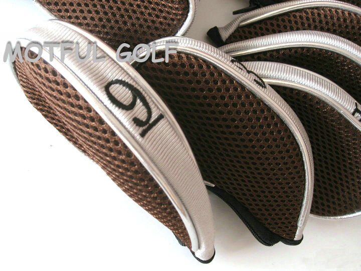 Rits Golf Ijzer Headcover Ijzers Set Head Cover Met Rits Tmesh Stof 10 Stks/pak Grey Kleur Met Nummers