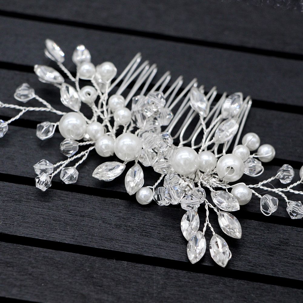 Peines para el pelo de la boda para la novia Cristal Diamantes de imitación perlas mujeres horquillas novia tocado accesorios de la joyería del pelo