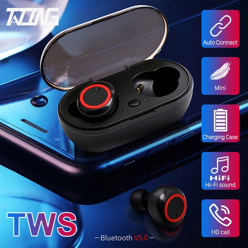 Tating Draadloze Bluetooth 5.0 Oortelefoon Hifi Stereo Bluetooth Headset Gamer Sport Oortelefoon Met Opladen Doos