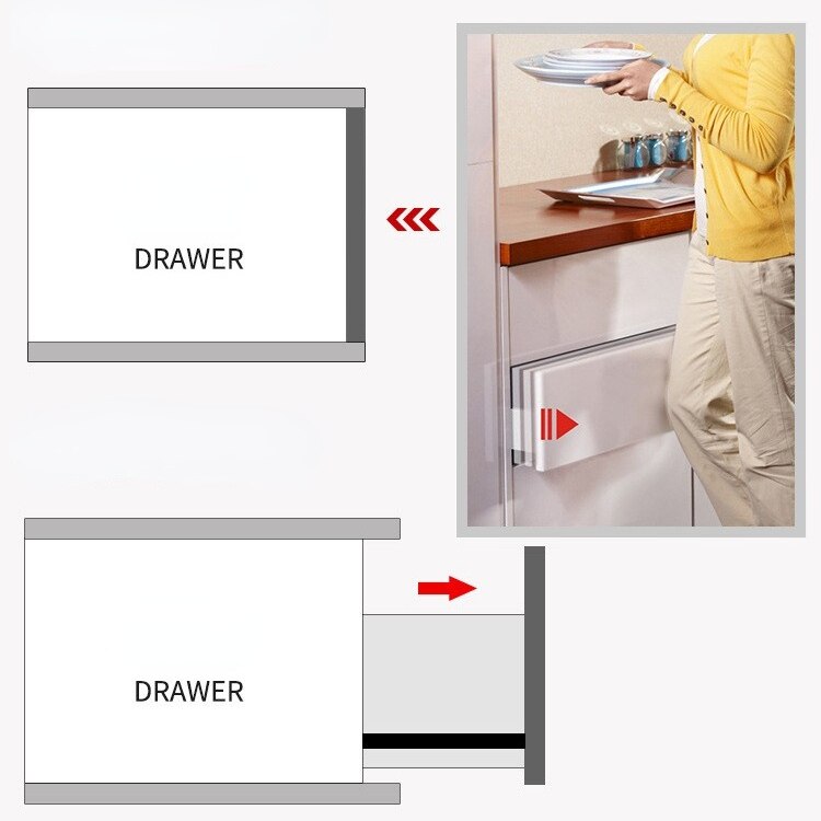 Stainless Steel Drawer Slides Three-section Rebound Slides Furniture Cushioning Damping Slides Smooth and Silent Slides