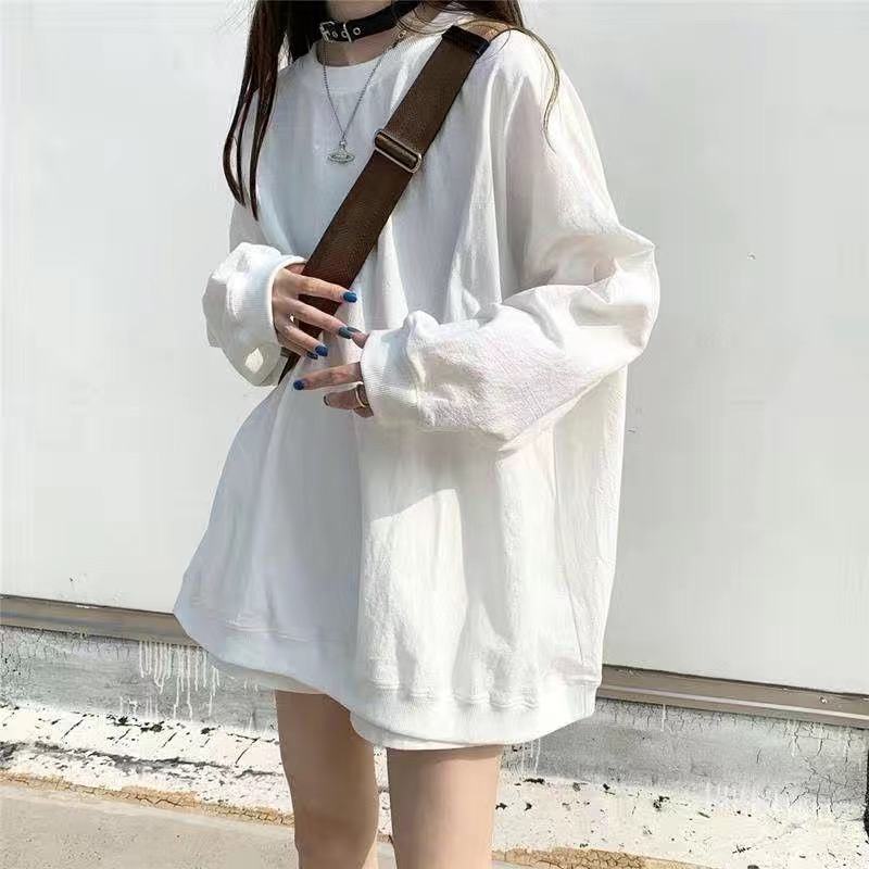 Pull mi-long en tricot pour femme, style paresseux, col en v, étudiant Y2K, version coréenne, fin et polyvalent, top: Blanc crème / XL