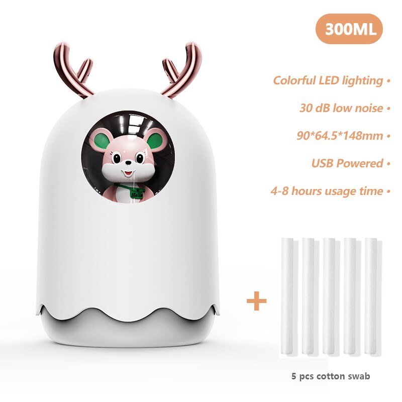 Lovely Cat Air Humidifier USB Aromatherapy Mist Maker Fogger with LED Lamp Mini Portable Ultrasonic Aroma Diffuser Air Purifier: 12