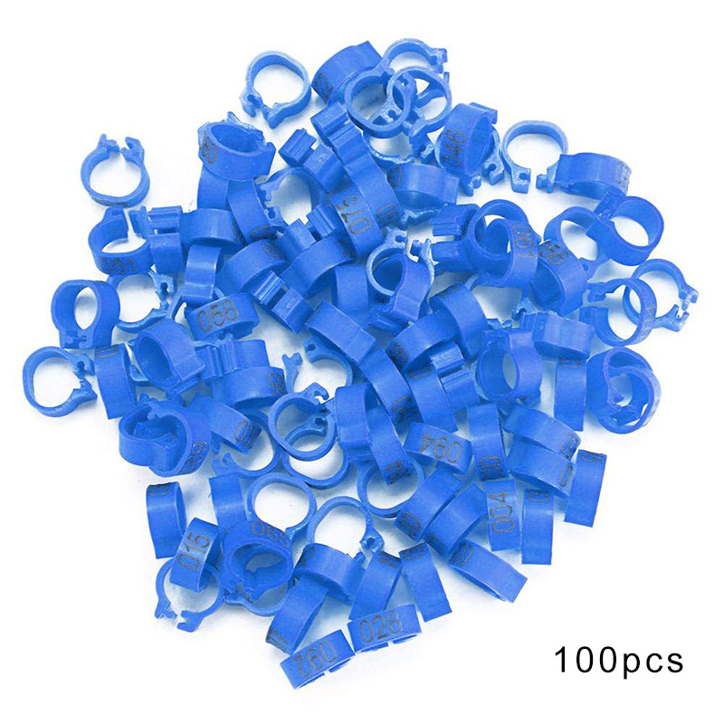 100pcs Numbered Birds Leg Bands 8mm Poultry Leg Foot Rings for Chickens Doves Pigeons 001-100 E2S: Navy Blue