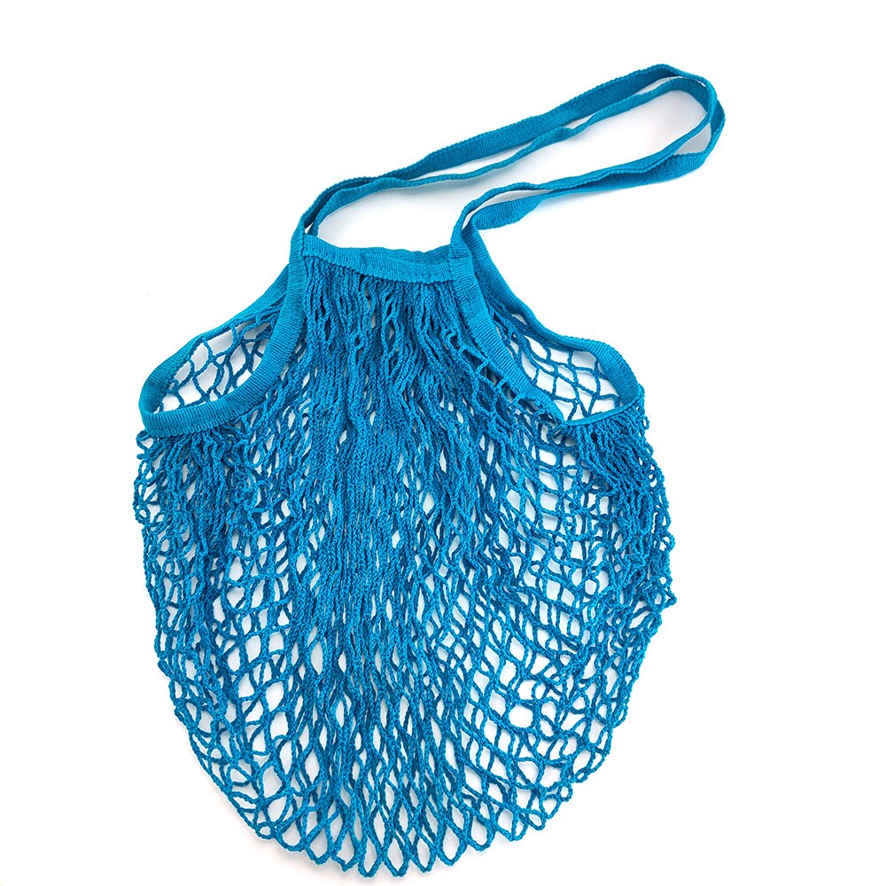 Bolso de compras de malla reutilizable para mujer, bolsa de almacenamiento de fruta con cordón, tejido de red, para tienda de comestibles, novedad: C