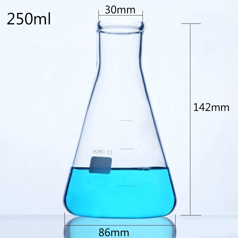 LINYEYUE 250mL szklana kolba stożkowa chemia erlenmeyera kolba borokrzemianowa odporność na wysokie temperatury sprzęt laboratoryjny