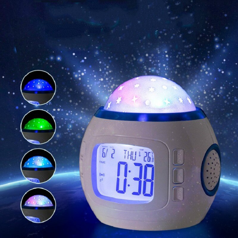 Baby Kids Music Projection Alarm Clock Sky Star Children Toys Light Up Glow In The Dark Children Christmas Bedroom Decor