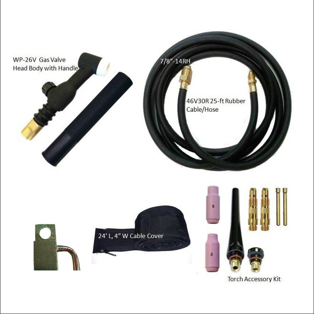 WP-26 Gas Valve TIG Welding Torch with Torch Head Tool Power Cable/Hose