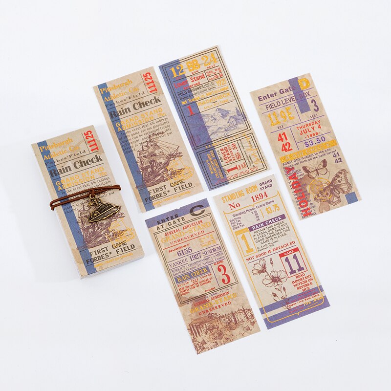 Yoofun 50pcs/lot Memo Pads Sticky Notes Bill Traveller Vintage Deco Paper Junk Journal Diary Scrapbooking Stickers Office School: e