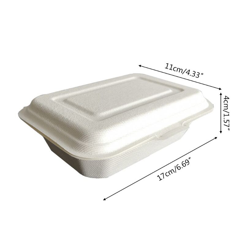 50Pcs 450ML Eco-friendly Disposable Takeout Food Containers Degradable Lunchbox