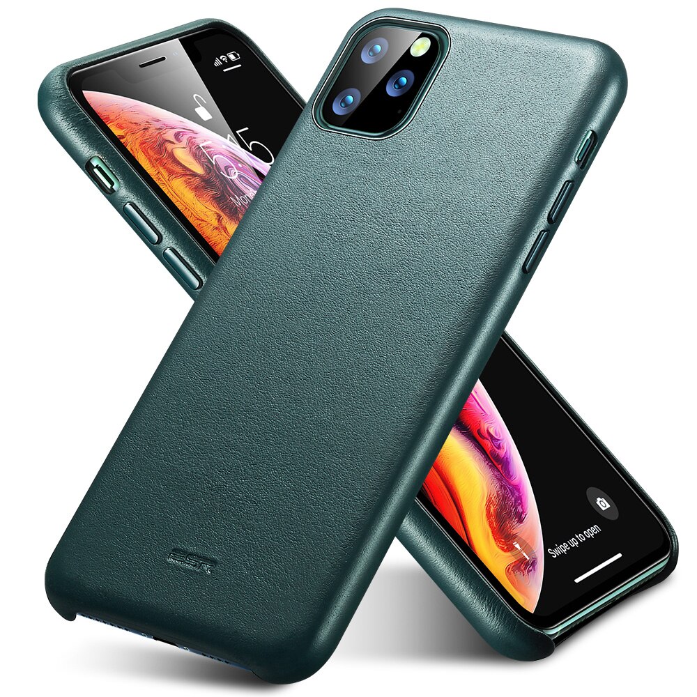 ESR per il Caso di iPhone 11 Pro Max del Cuoio Genuino di Caso Della Copertura Posteriore per il iPhone X XR XS Max Copertura di Lusso per il iPhone 11 11Pro Max Funda: for iPhone 11 / Green