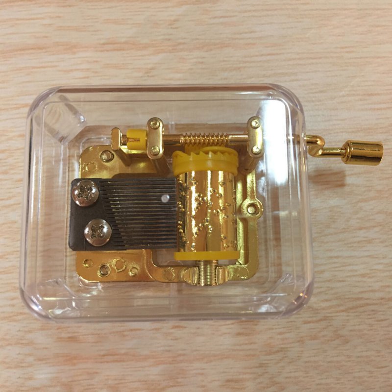 Transparent Acrylic Square Music Boxes Gold Hand Cranked Gurdy 18 Note Music Box Play Birthday Christmas Year: Purple