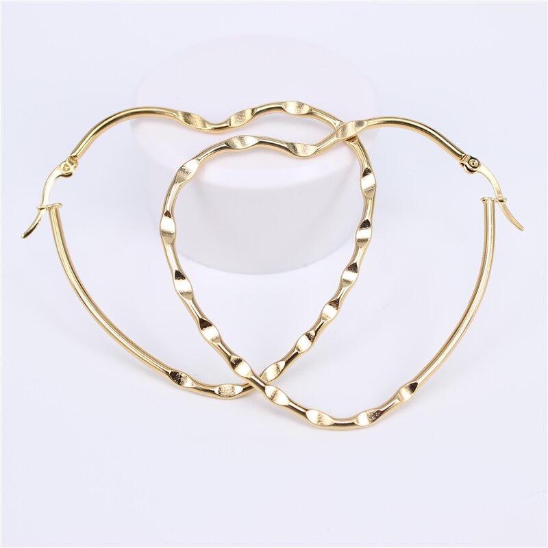 Mgub Gouden Kleur/Zilver Kleur Smooth Rvs Populaire Vrouwelijke Oor Sieraden Gladde Reflecterende Vliegtuig Eenvoudige Opknoping Ring LH154: Diameter 60MM