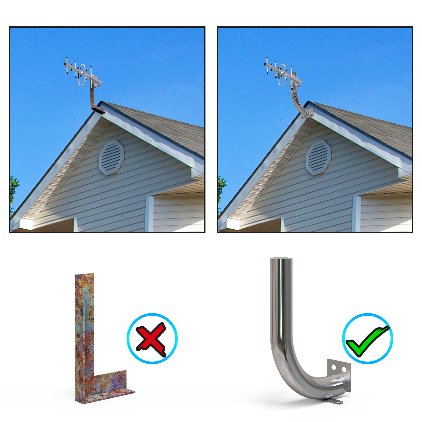 Antenna Bracket Support 2G 3G 4G Outdoor antenna Long Shape 240*160mm Stainless Steel Wall Balcony Roof Mounted Antenna Pole