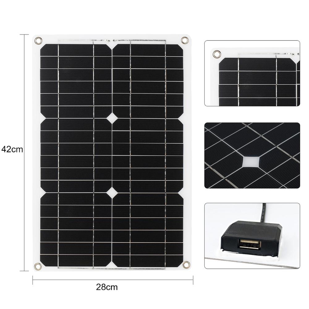 18W 12V Zonnepaneel Kit Dual Usb-poort Off Grid Monokristallijn Module Met Zonne-energie Laadregelaar Sae Aansluiting kabel Kits