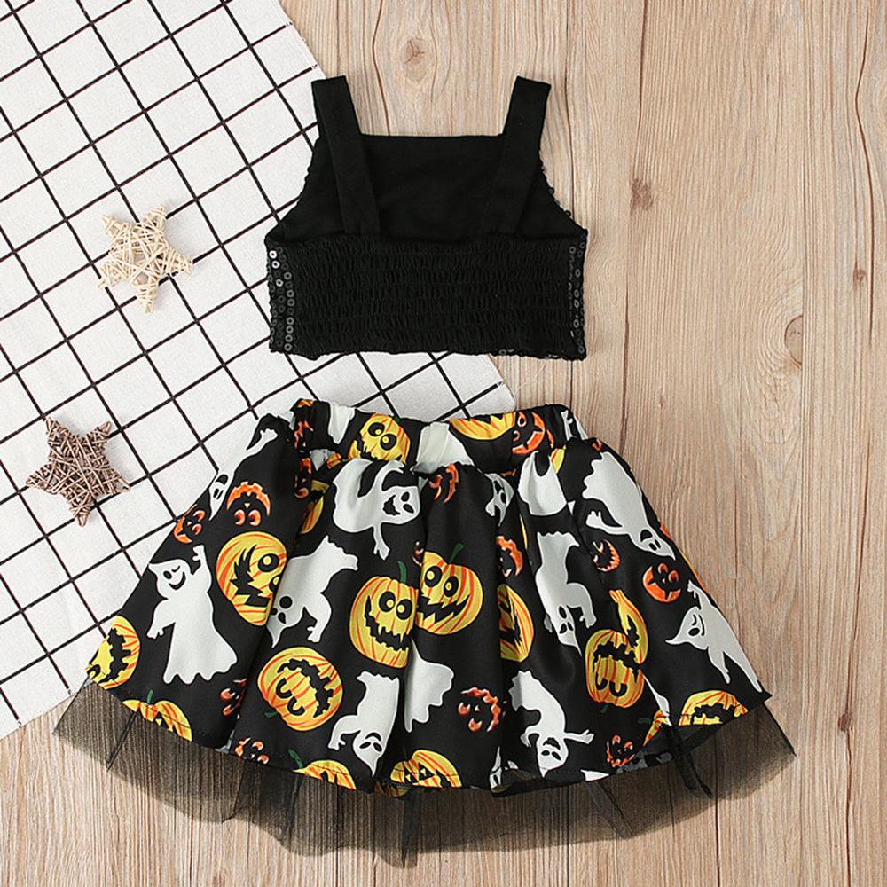 Halloween piger tøj spædbarn barn baby pige søde halloween stropper toppe + græskar print tutuoutfits sæt