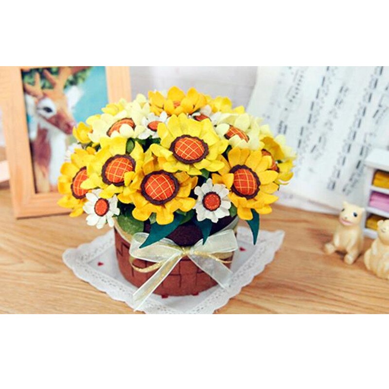 Fieltro Diy brillante girasol flor ramo Kit de fieltro de tela no tejida de costura DIY conjunto fieltro Material para manualidades