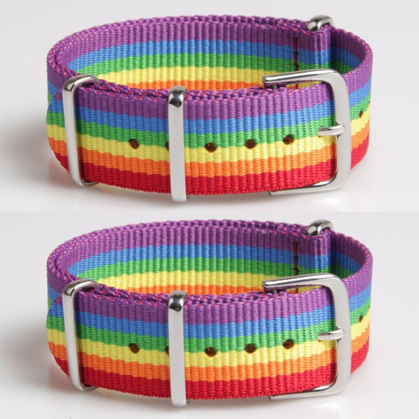 Donne uomini coppie Arcobaleno braccialetto della cinghia di nylon arcobaleno braccialetto amanti della tela di canapa meritano di agire il ruolo di cinghia braccialetto colorato: Rainbow 2PCS