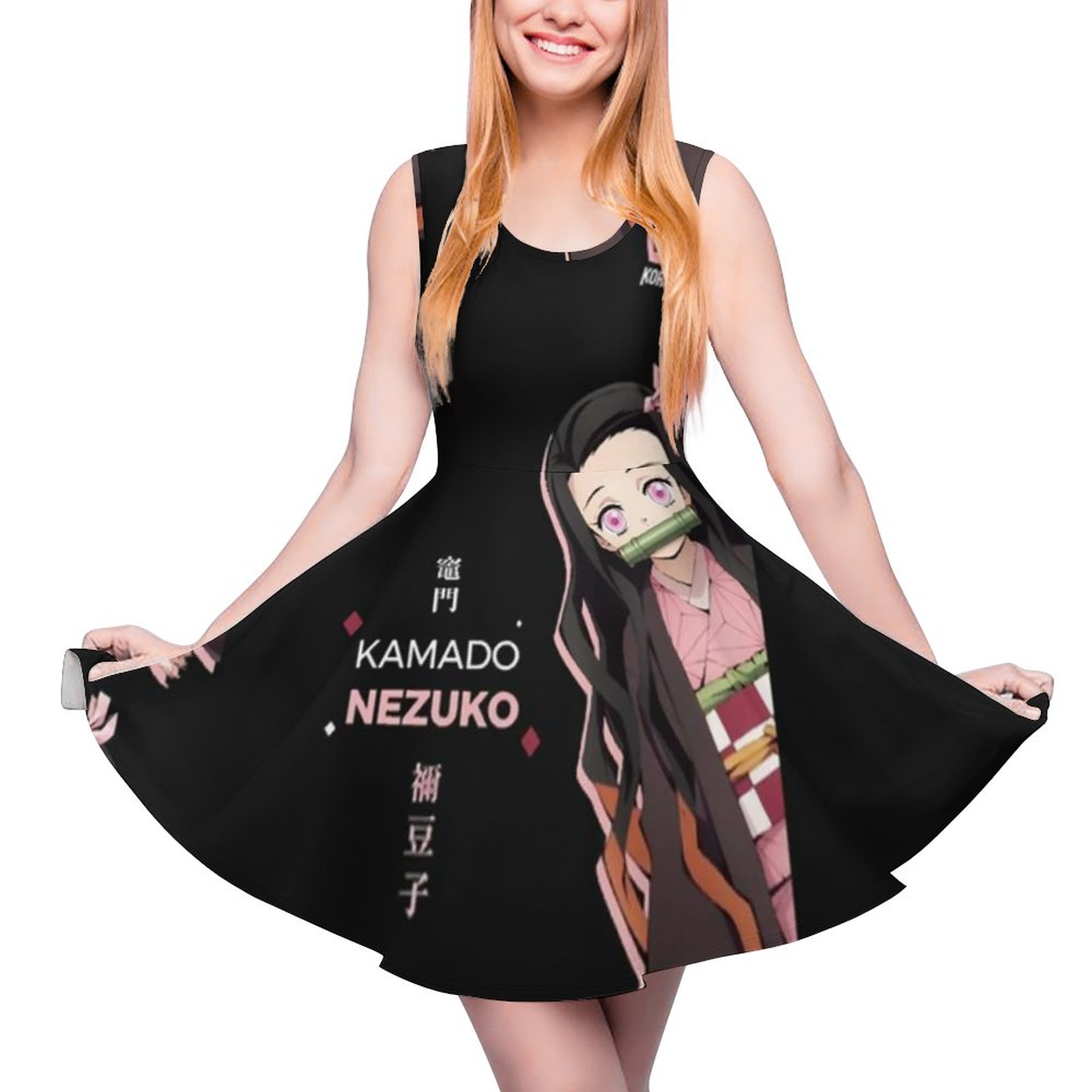 Nezuko Jurk Japanse Vrouwelijke Jurken Retro Patroon Een Stuk Jurk: 3XS