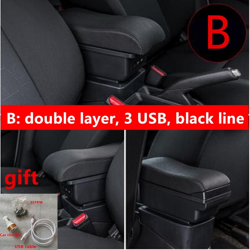 Voor hyundai  i10 armsteun box centrale opbergruimte opbergbox armsteun box met bekerhouder asbak usb-interface 2006