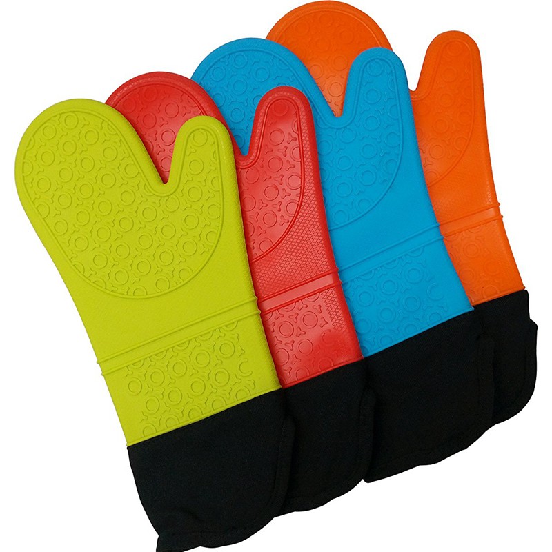 Guantes de silicona de longitud larga para horno, Manoplas de algodón resistentes al calor para horno, utensilios de cocina para microondas, 1 unidad