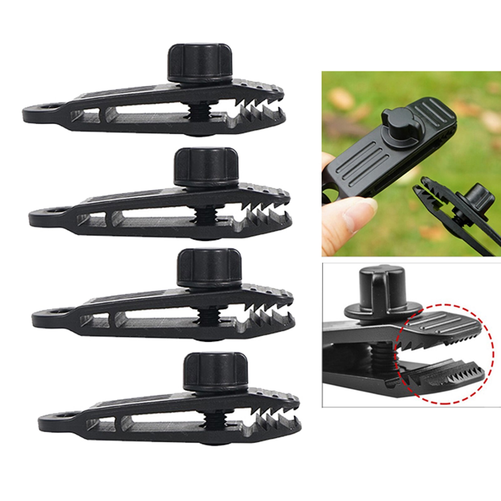 Pinzas para lona de alta resistencia, abrazadera para toldo de tienda, cubierta de barco y coche, broche de amarre, herramientas de cuerda para acampar al aire libre, 4 unids/set por juego