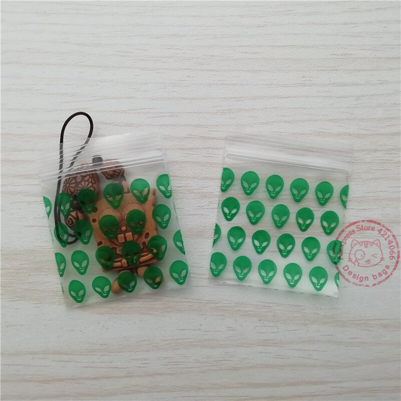 1.75 &quot;X 1.75&quot; Hersluitbare Zip Lock Plastic Zakken 50 100 Stuks Green Alien 175175 Zelf Hersluitbare Plastic bggies M012