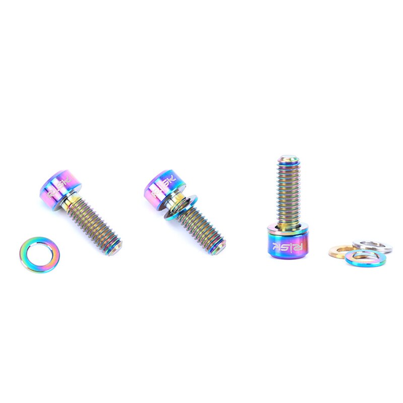 Risico 10 stuks  m5 m6 titanium ti bout afstandhouder universele fiets stuurpen rem schroef ringen pakking voor fiets bouten 5mm/6mm