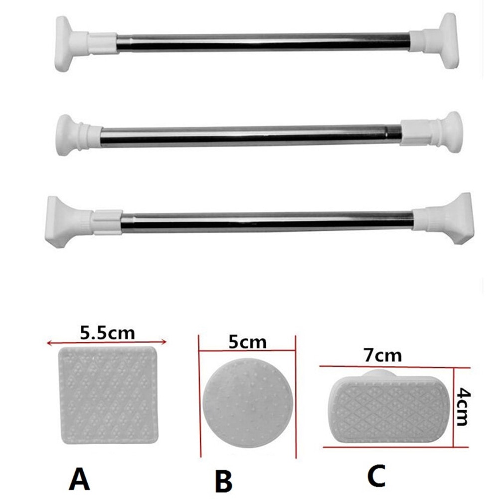 Stainless Steel Shower Curtain Rod Extensible Punch-free Bathroom Thickening Curtain Pole Load Bearing 7 kg
