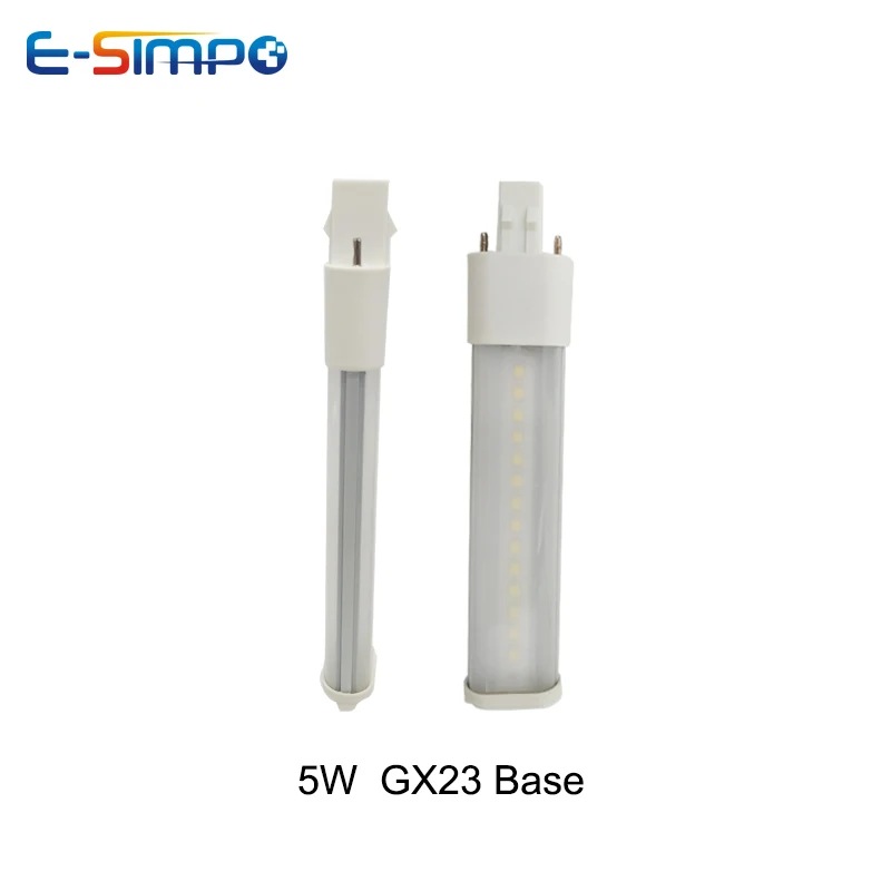 Lámpara LED GX23/G23, 2 pines, 6W, 360D, 600lm, CFL, PL-S, 13W equivalente, 2 vistas laterales, 85-265V, CA, enchufe Horizontal, lectura, luz PL, 2 unidades