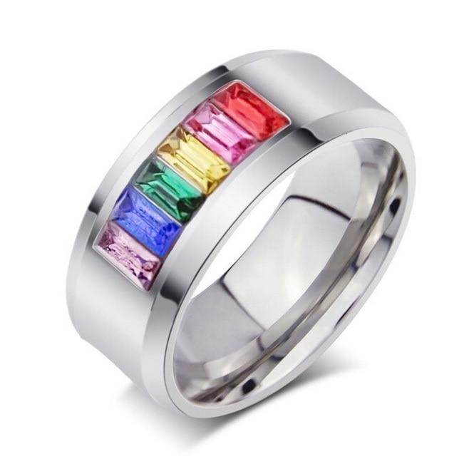 Multicolor Crystal Ring voor vrouwen en mannen rvs jewerly