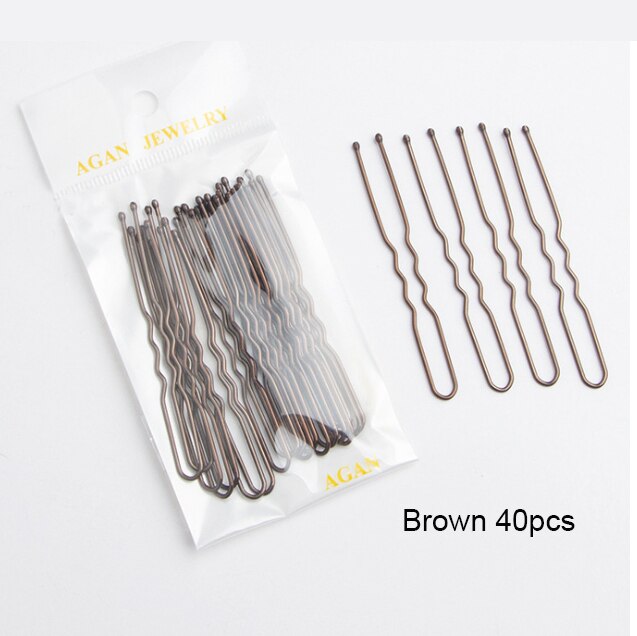 Moda meninas de cristal simulado pérola hairpins metal barrette clipe casamento acessórios para o cabelo nupcial diário penteado ferramentas design: 40pcs brown
