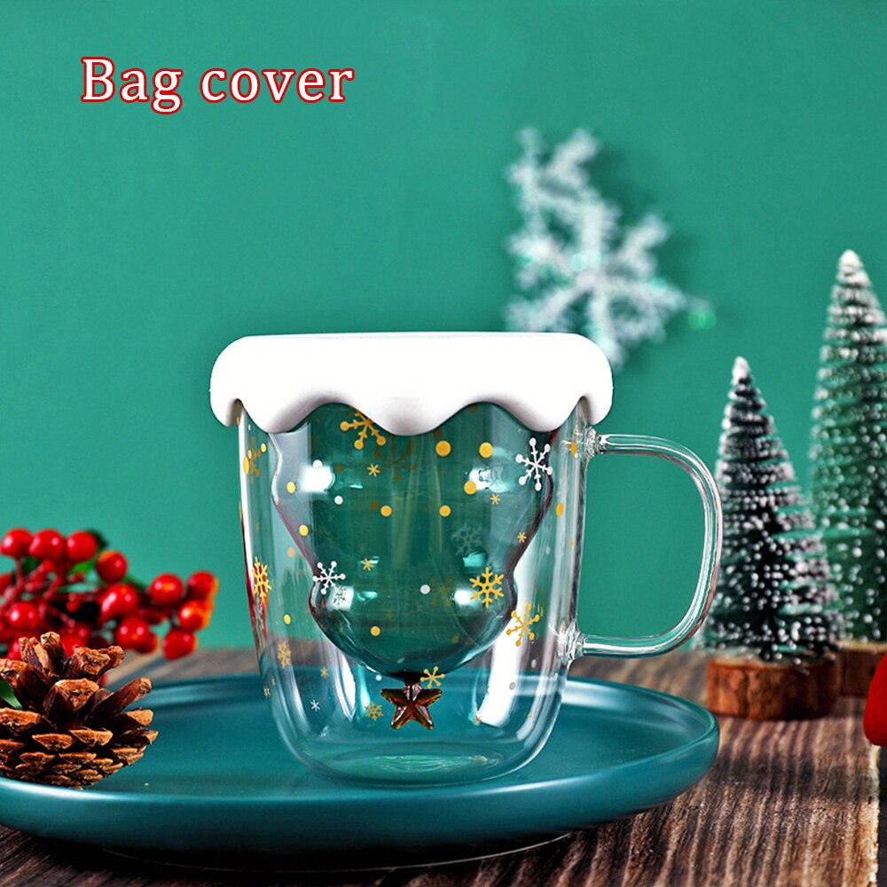 Christmas Mug 300ml Christmas Tree Star Cup High Temperature Double Cup Party Xmas Travel Mug Decor Cup: Bag cover