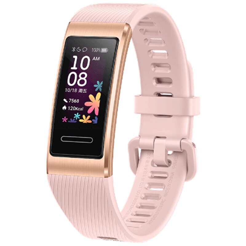 Huawei band 4 pro gps smart band amoled 0.95 tommer metal materiale pulsmåler søvnarmbånd: Lyserød