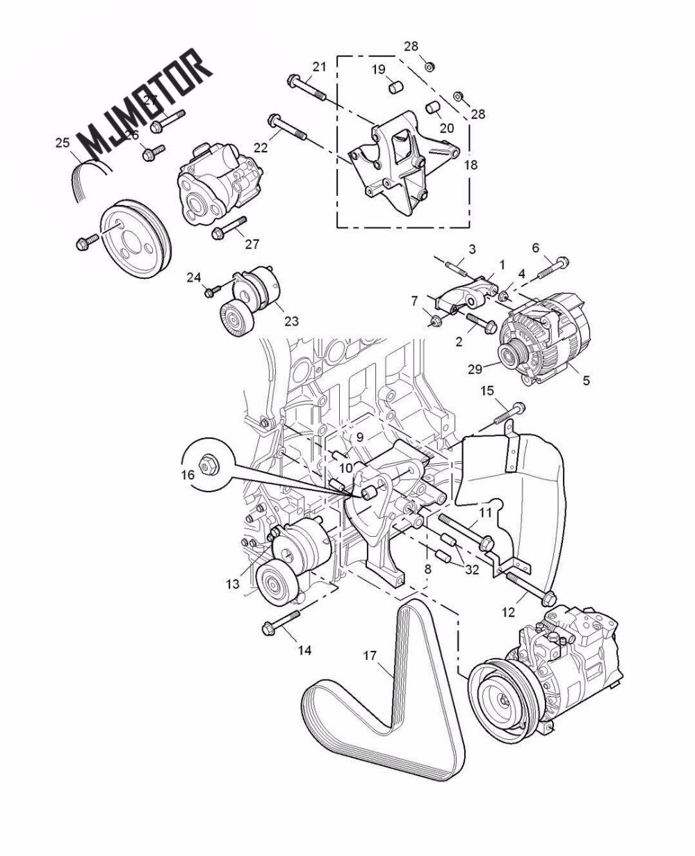 Generator ventilatorrem / remstrammersæt til kinesisk saic roewe 550 mg6 1.8 motor auto bil motor dele 10002353