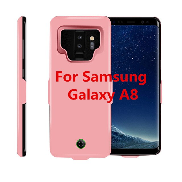 Funda de alimentación de batería de teléfono extendido, cargador de batería para Samsung Galaxy S9, S8, A8, S9 Plus, Samsung S8 Plus: Pink For A8