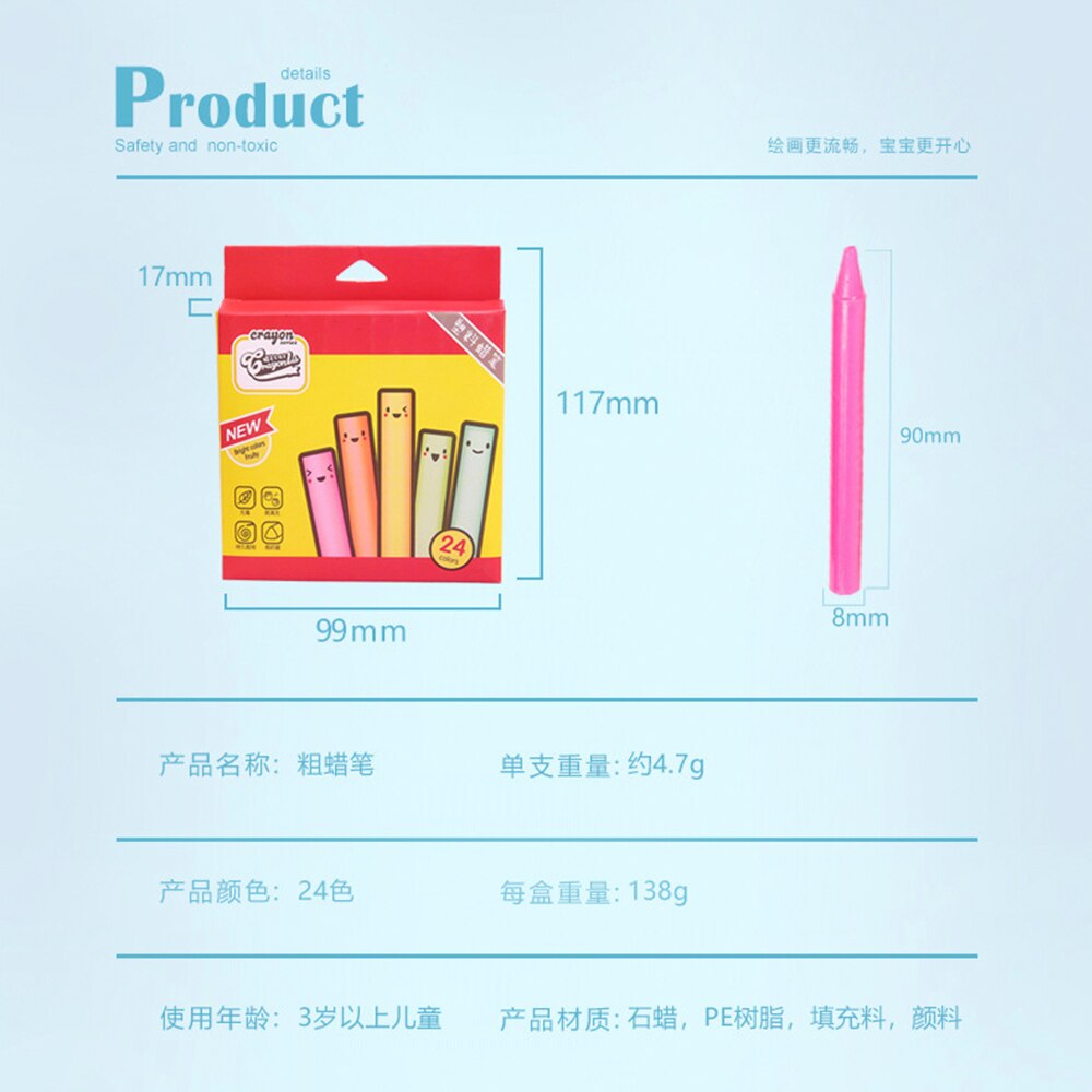 24color Paint Set Round Crayon Student Plastic Crayon Set Baby Painting Brush Custom Oil Paint Art Supplies