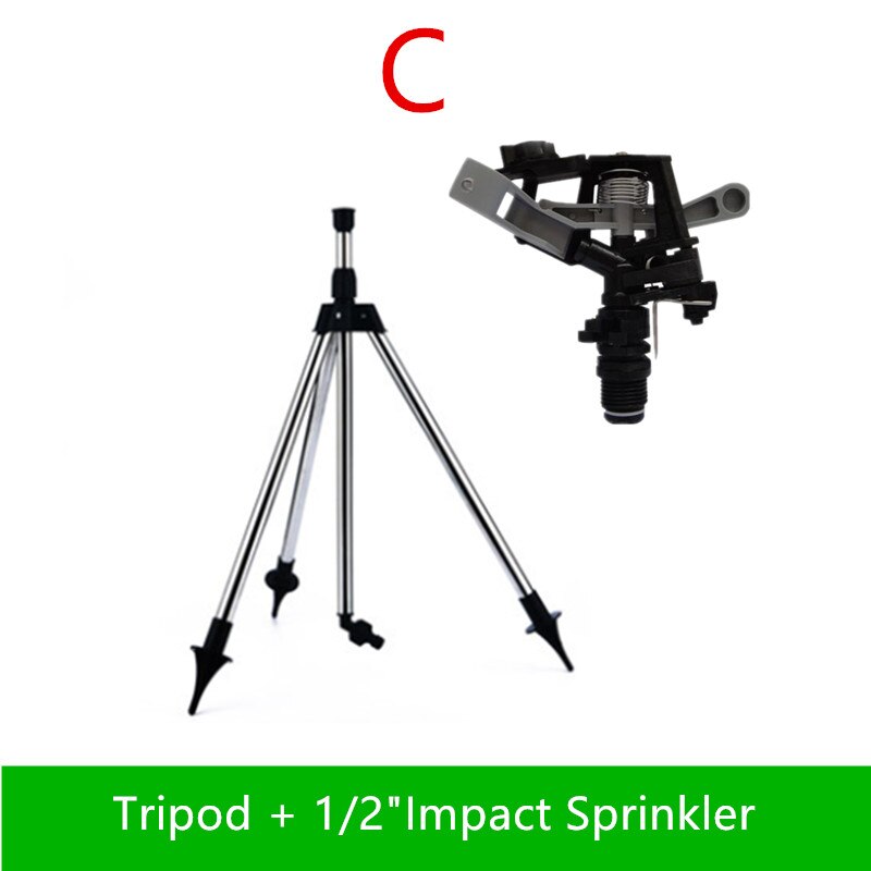 1/2 "Zinklegering Impact Sprinkler Met Ss Statief Set Impuls Sprinkler Nozzle Tuin Gazon Irrgation Spray: C