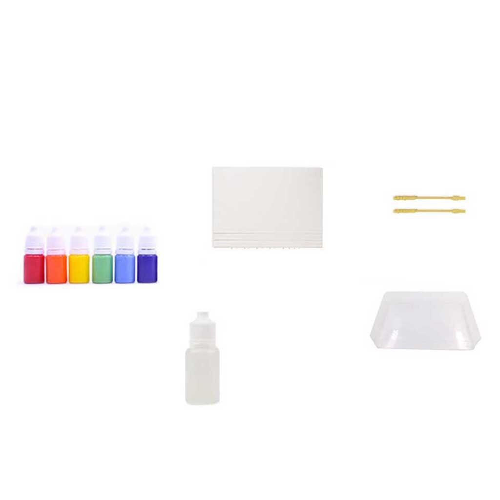 Juego de pintura artística a base de agua para niños, Kit de pintura marmoleada, bricolaje, arte en agua, conjunto de pintura acrílica de 6 colores, 46ml