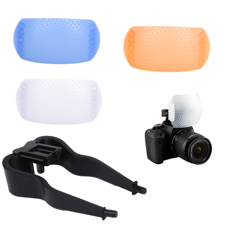 1 conjunto novo pop-up flash difusor capa para dslr slr câmera canon nikon 3 cores