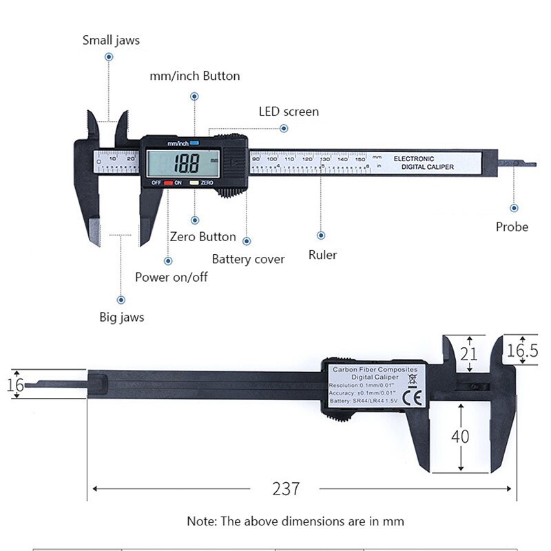INGBONT 6Inch 0-150MM LCD Ruler Digital Vernier Caliper High Precision Electronic Micrometer Metalworking Measuring Gauging Tool