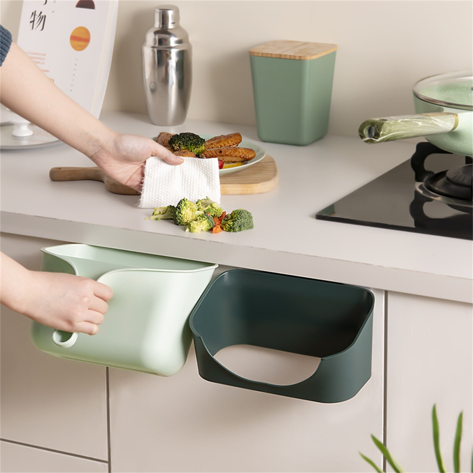 Wall Mounted Hanging Trash Bin For Kitchens Cabinet Door Kitchen Trashs Bin Garbage Cans Counter Bins Trash Can Kitchen