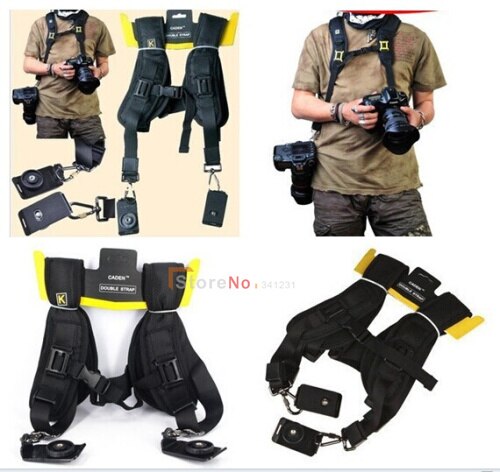 Caden rask stropp dobbel skulder belte stropp nakke stropp til 350d 450d 650d d90 d3100 d5100 d700 a100 d300 d700 slr dslr kameraer