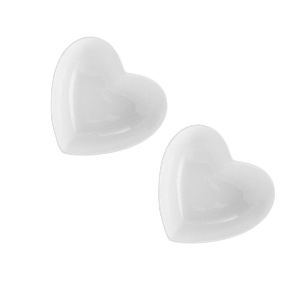 4 pièces assiette en céramique en forme de coeur plat d'assaisonnement assiette à collation