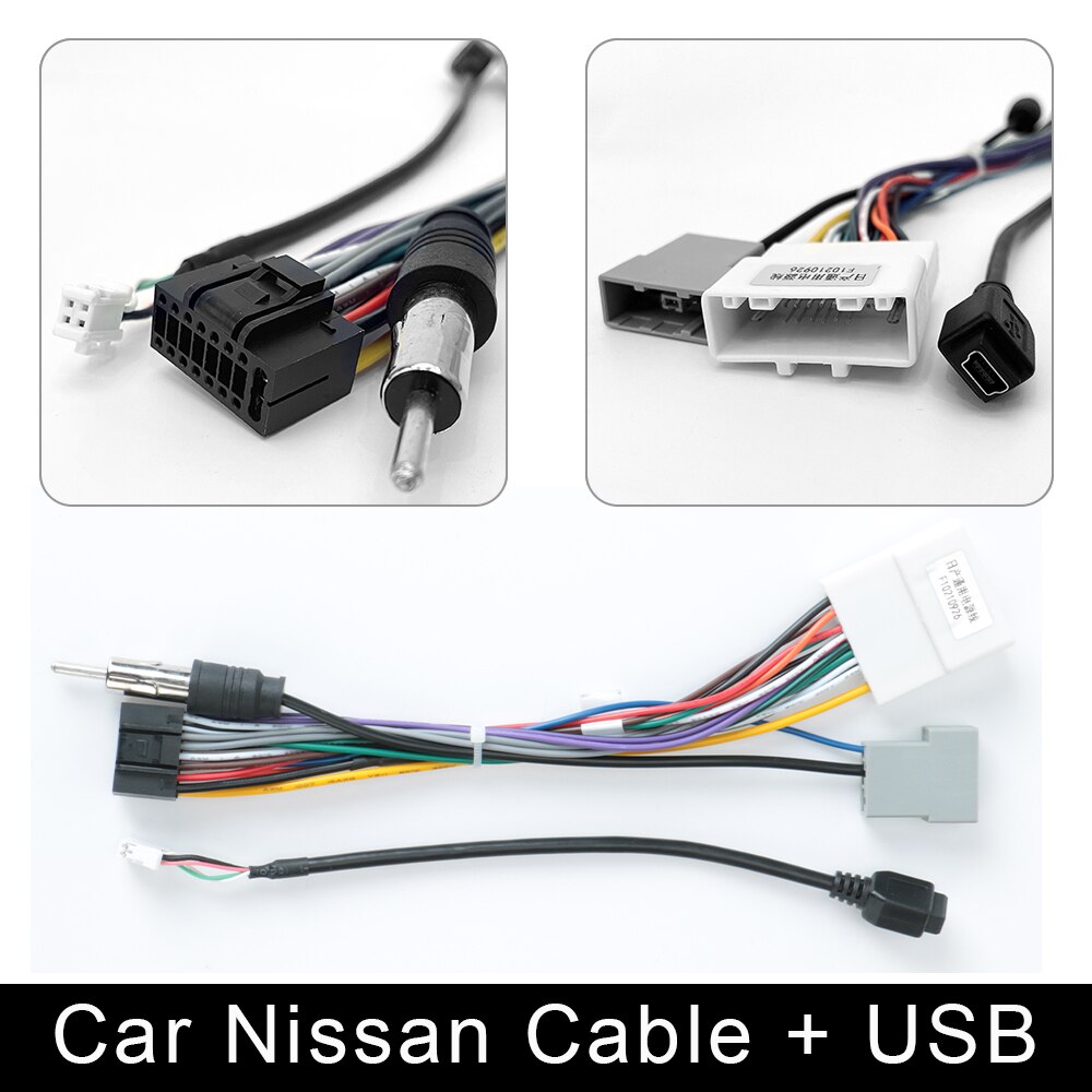 Universal Power Connector 2 Din Auto Android Radio Kabel Voor Suzuki Buick Iso Hyundai Kia Honda Toyota Nissan Gps Antenne rca: Nissan with USB