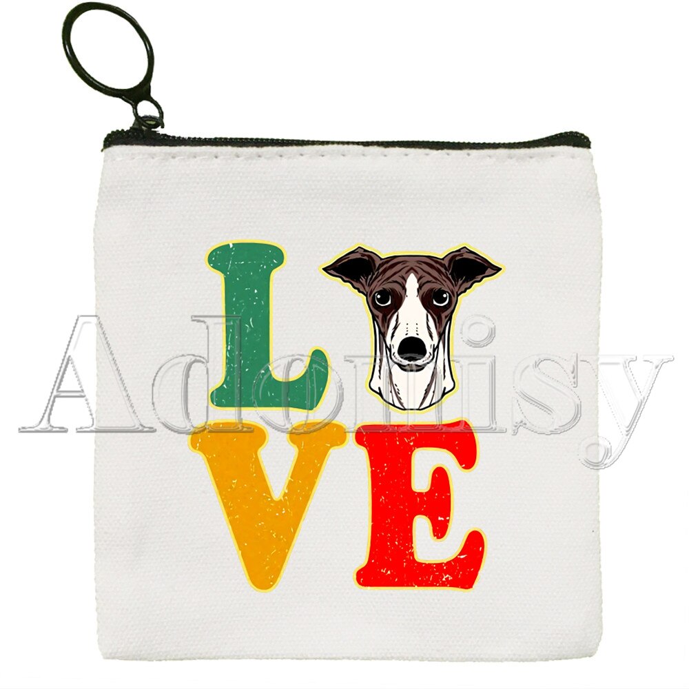 Greyhound Hund Mini Mädchen Geldbörse Kleine Brieftasche Frauen Zipper Leinwand Monedero Para Mujer Monedas Tarjetas Pequeno Tasche: L