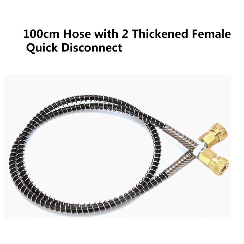 M10x1 Draad 100 Cm Nylon Slang Hoge Druk Slang Gewikkeld Met Rvs Lente En Quick Connectors Voor Air Bijvullen: 100cm hose with 2QD