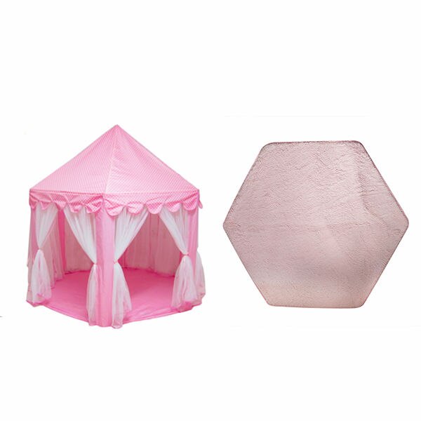 Folding Tipi Children Tent Play House Teepee Portable Toy Tents for Kids Baby Girl Boy Outdoor Indoor Playhouse Princess Castle: Tent and Mat Pink