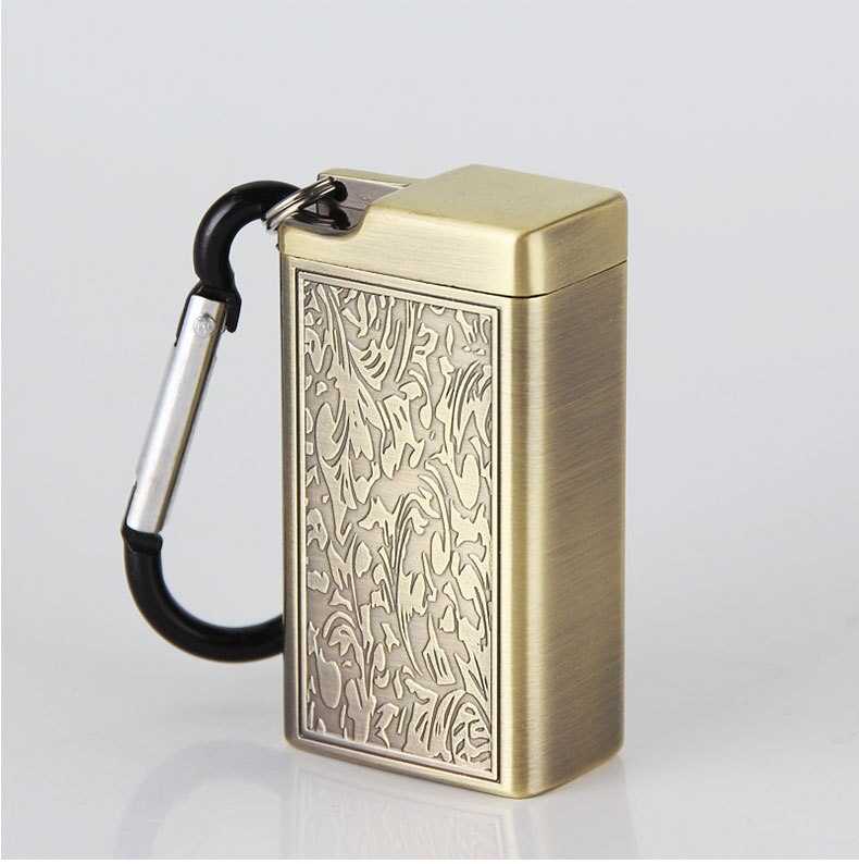 Mini Cenicero portátil viene con llavero mosquetón Cenicero de metal para exteriores: brass