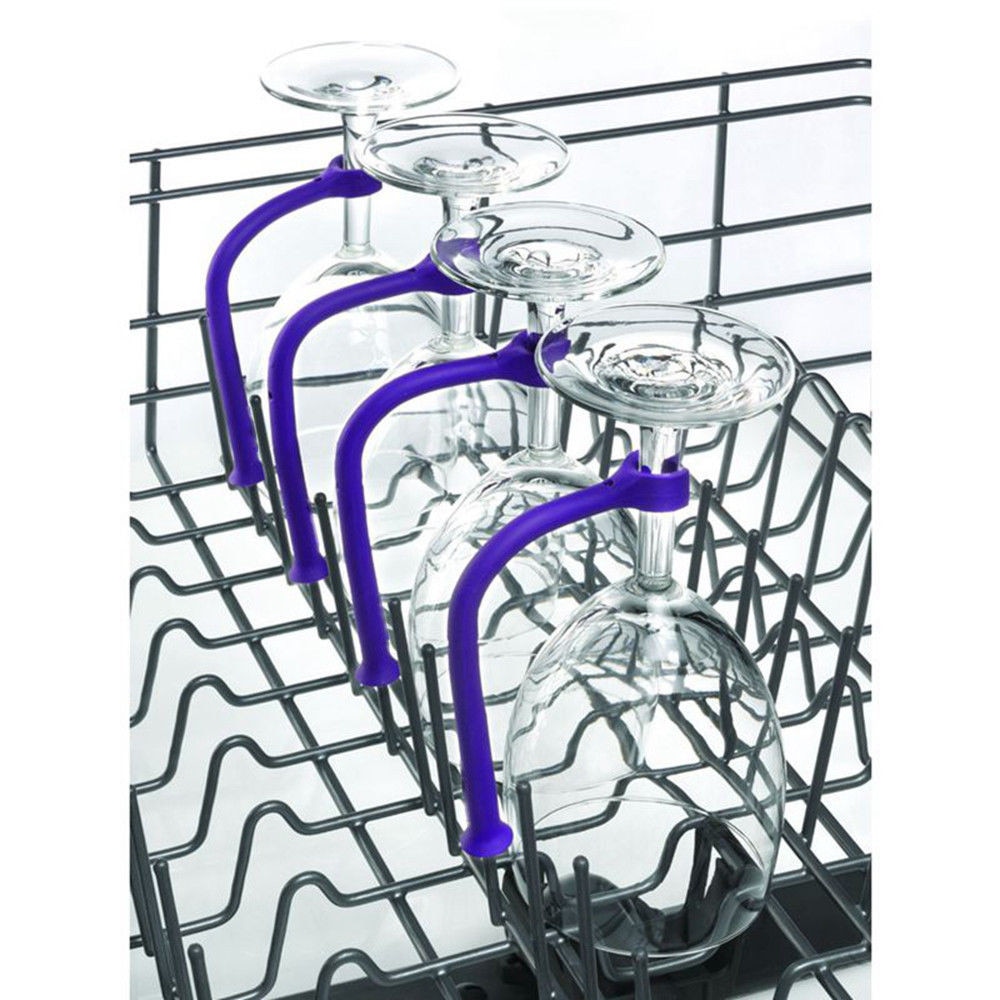 4Pcs Passen Flexibel Siliconen Wijn Glas Vaatwasser Beker Paars Houder Veiliger Glaswerk Saver #25 Er SK1