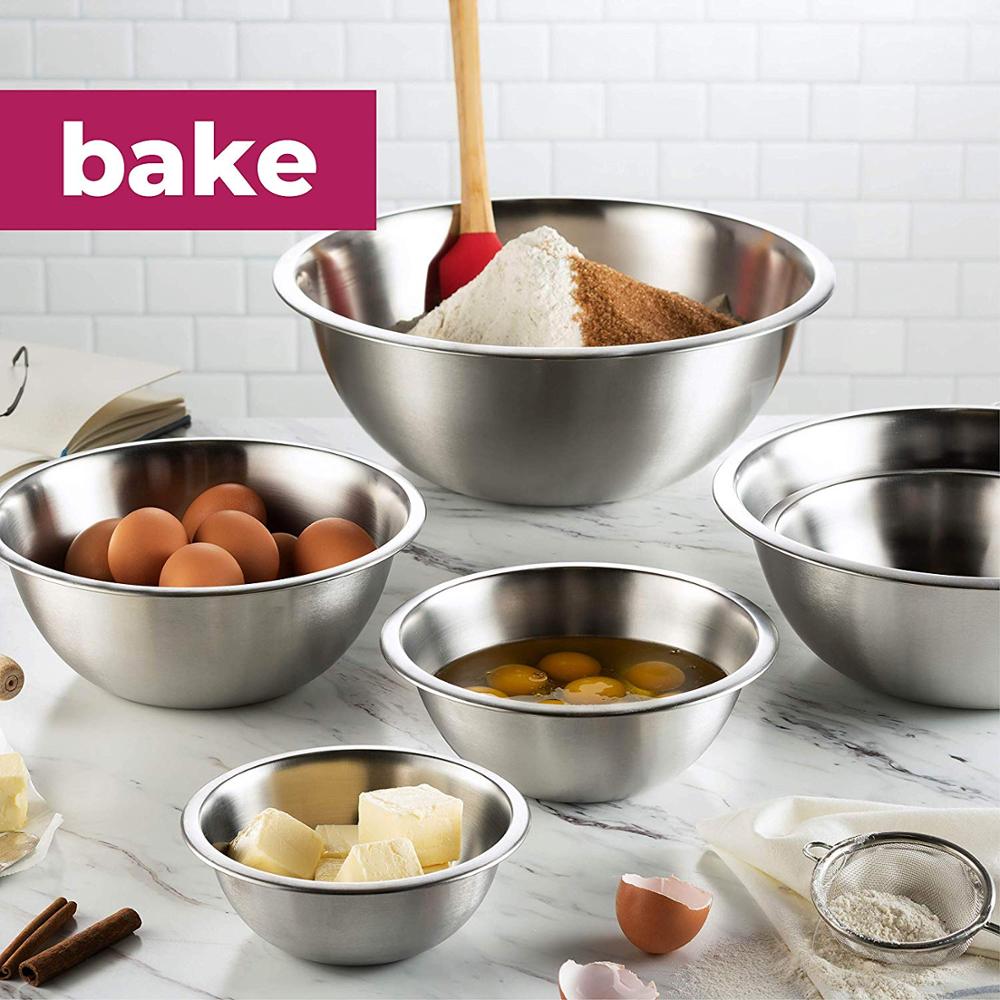 304 Edelstahl Mischen Schüssel DIY Kuchen Brot Salat Rührgerät Küche Kochen Backen Werkzeuge Lebensmittel Container Lagerung Schalen einstellen